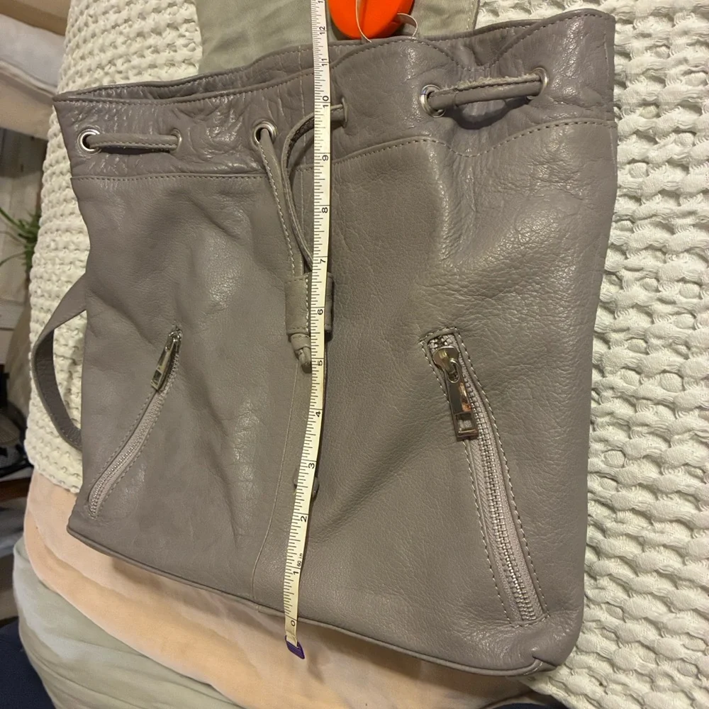 Elegant Day & Mood Gray Leather Backpack - Picture 11 of 15